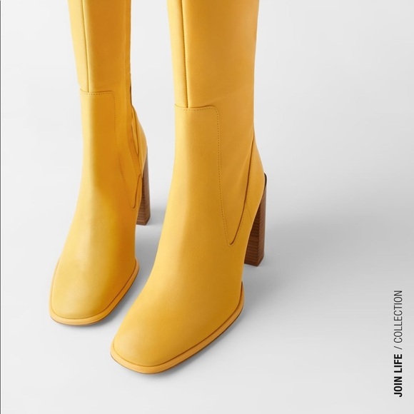 ZARA BNWT High Heeled Leather Boots - Picture 4 of 10